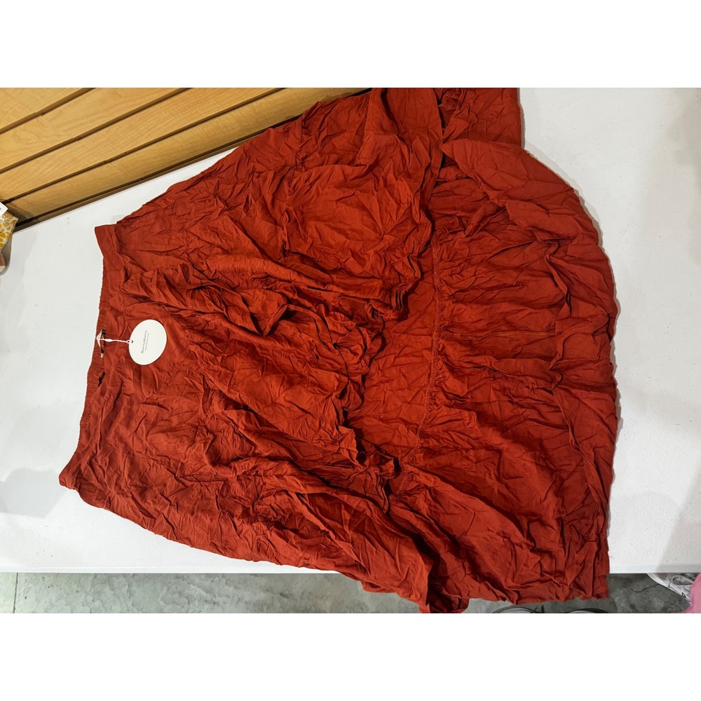 Rusttydustty Modern Bohemia Crush Rust Orange Tiered Midi Skirt NWT Womens Boho